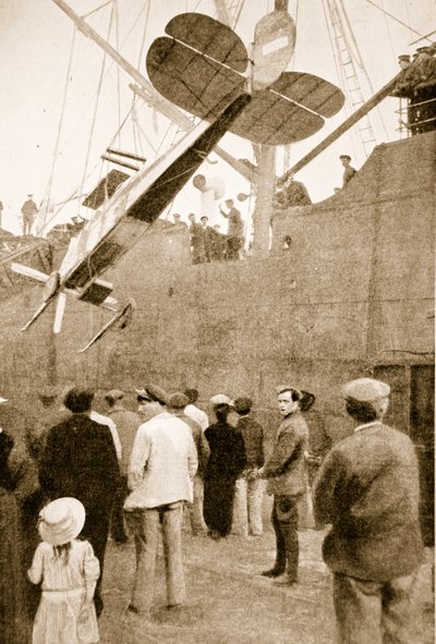 Disembarking a British Aeroplane on its Arrival in France, 1914-19 by English Photographer
